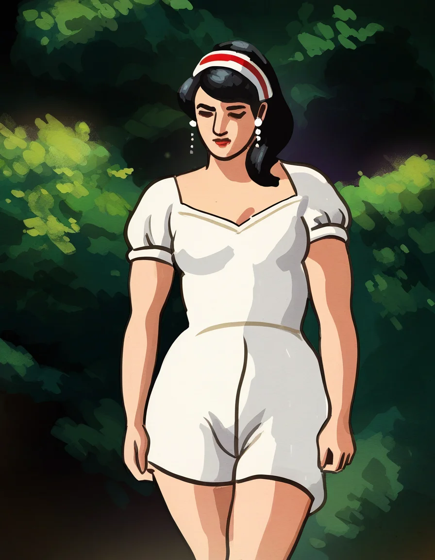 by carl newman, 1girl, magical-girl, medium-hair, multiple-hairpins, hairband, earrings, standing, determined, cowboy-shot, looking-away, outside, scenery, general, cover-image, masterpiece, best quality, newest, absurdres, highres