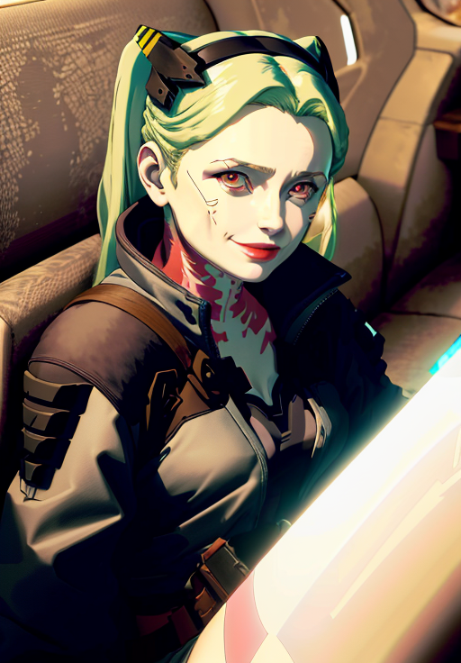 <lora:cyberpunk_edgerunners:0.7>, Rebecca, 1girl, solo, portrait, smile,, (masterpiece, best quality, absurdres, detailed, ultra-detailed:1.3), (highly detailed, high quality:1.3)