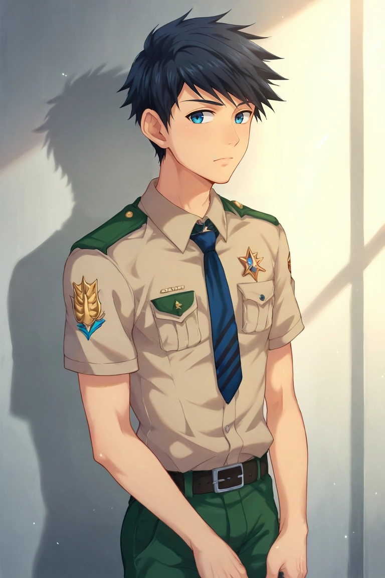score_9, score_8_up, score_7_up, source_anime, rating_safe, intricate details, (photorealistic:0.6), looking at viewer, , 1boy, solo, male focus, <lora:natsumi_hamasaki_pony:0.94>, natsumi_hamasaki, black hair, blue eyes, short hair, uniform, , , <lora:sdxl_lightning_8step_lora:1>