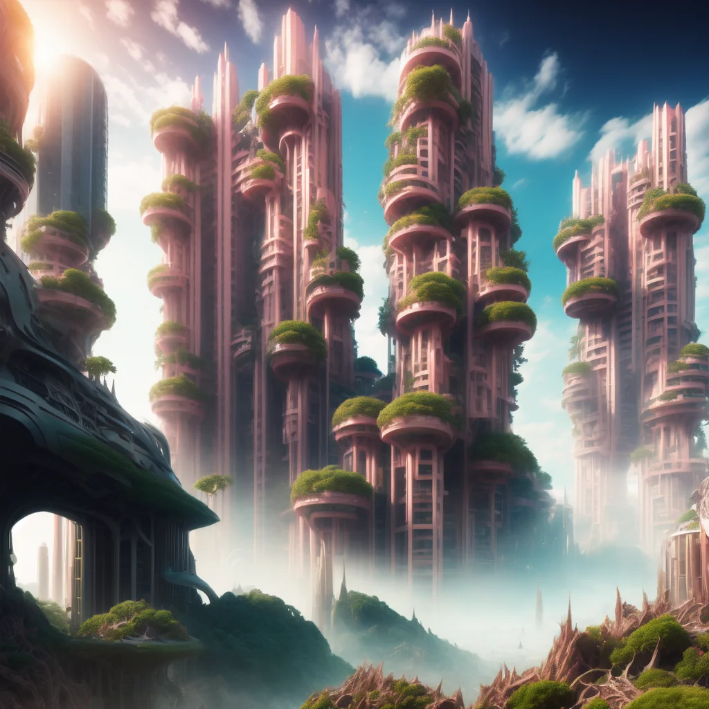 (coralcity style:1) plants growing, buildings, futuristic city <lora:djzCoralCityV21:0.8>