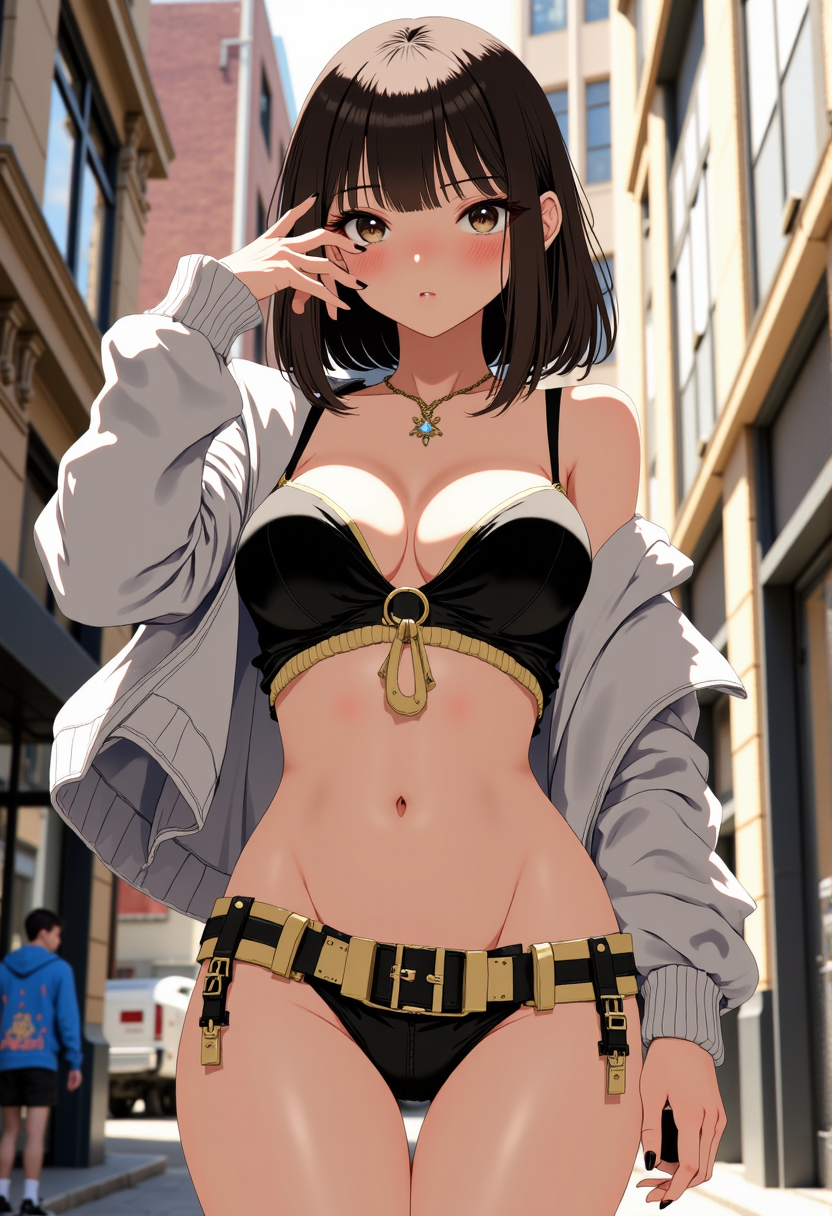 1 girl, photo model, city street
