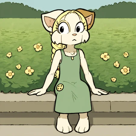 score_9, score_8_up, score_7_up, source_anime BREAK
Tiffany, 1girl, solo, animal ears,blonde hair, furry female,cat, solo,outdoors,,sitting,two toned fur on ear,dress,detailed backround,natural light,shadow detail,front view
<lora:Precocious:0.8>