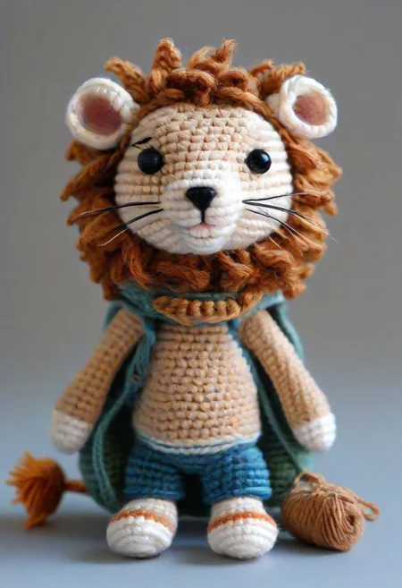 (lion:hamster:0.8), by saint exupery, crocheted style