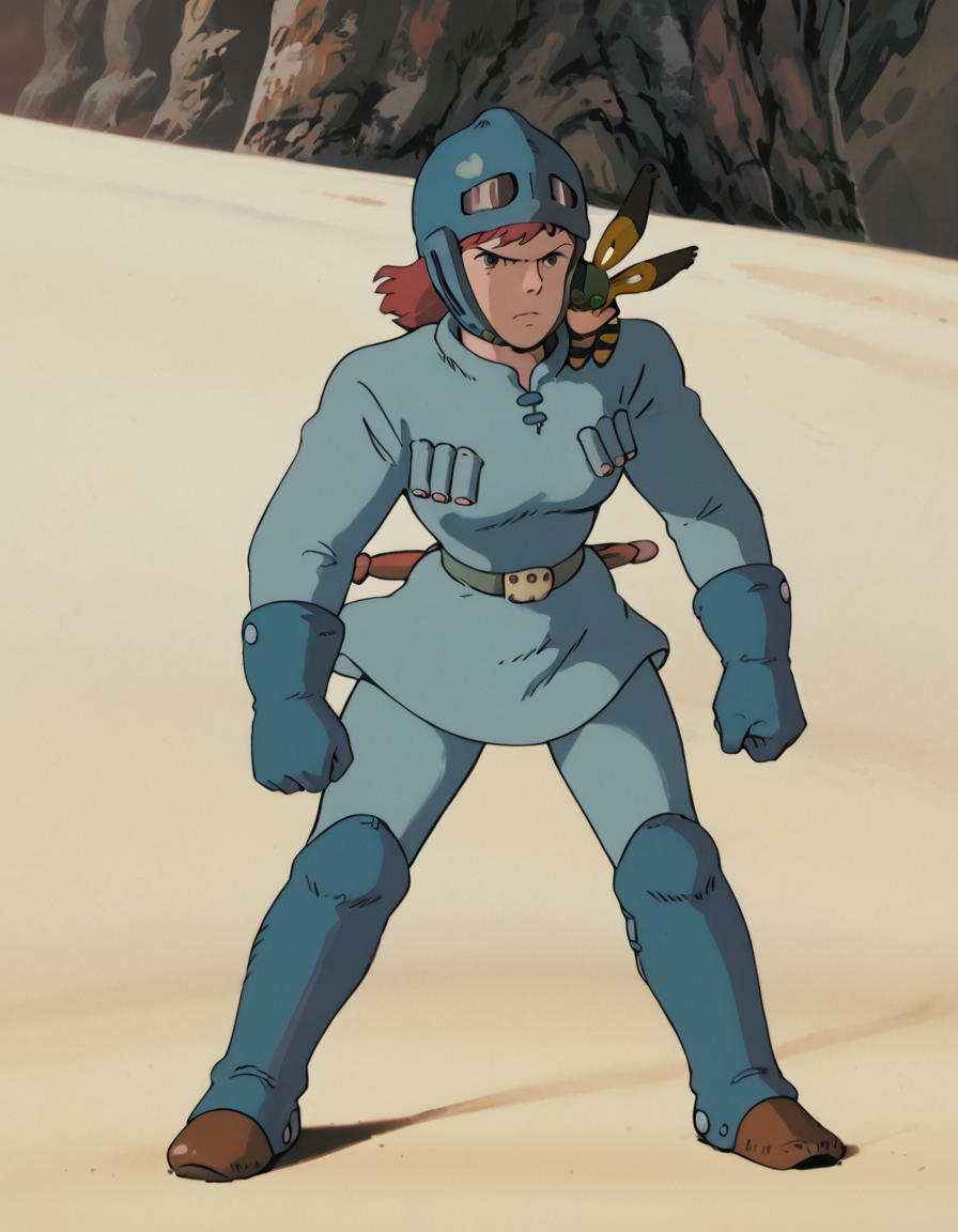 score_9, score_8_up, score_7_up, PrincessNausica, helmet, dynamic pose, full body, serious,
