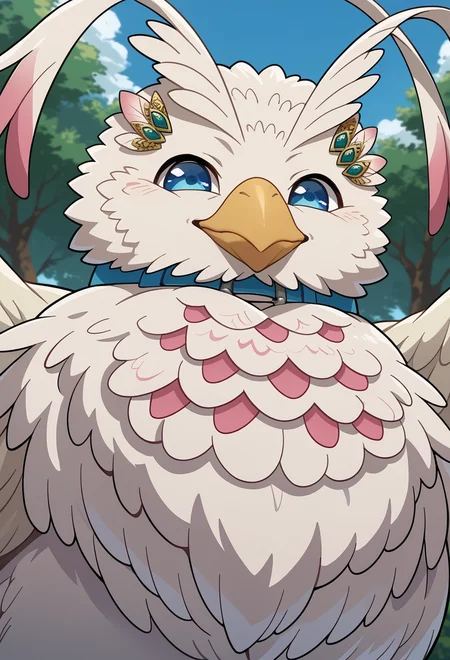 score_9, score_7_up, source_anime, <lora:AEFiloPony:1> BREAK solo,
AEFiloBird, animal, beak, bird, blue collar, blue eyes, hairclip, white feathers, wings,smug, from below,