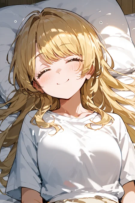 score_9, score_8_up, score_7_up, score_6_up, 1girl,
 <lora:Aimoto_Rinku:0.8> rinku, blonde hair, smile, long hair, sleep, sleepy, cute,
 <lora:m1lfm3t3rXLP:1>