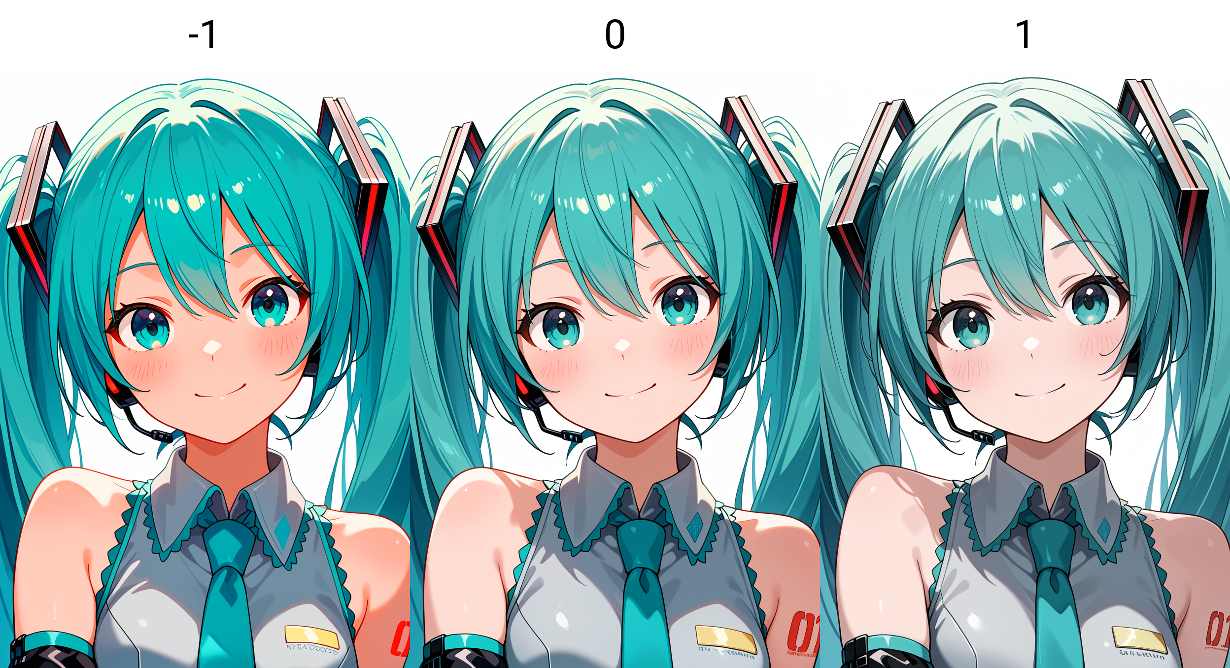 masterpiece, best quality, absurdres, safe
1girl, hatsune miku, looking at viewer, smile, simple background, portrait
<lora:il_saturation_slider_d1:-1>