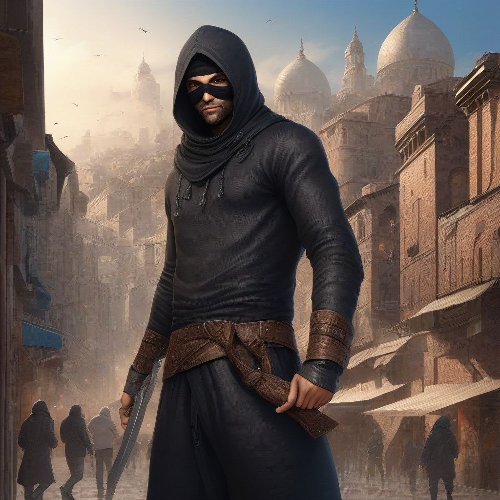 Male thief <lora:3d_v0.0.2:1>, city, detailed background, masterpiece, best quality, high quality, absurdres
