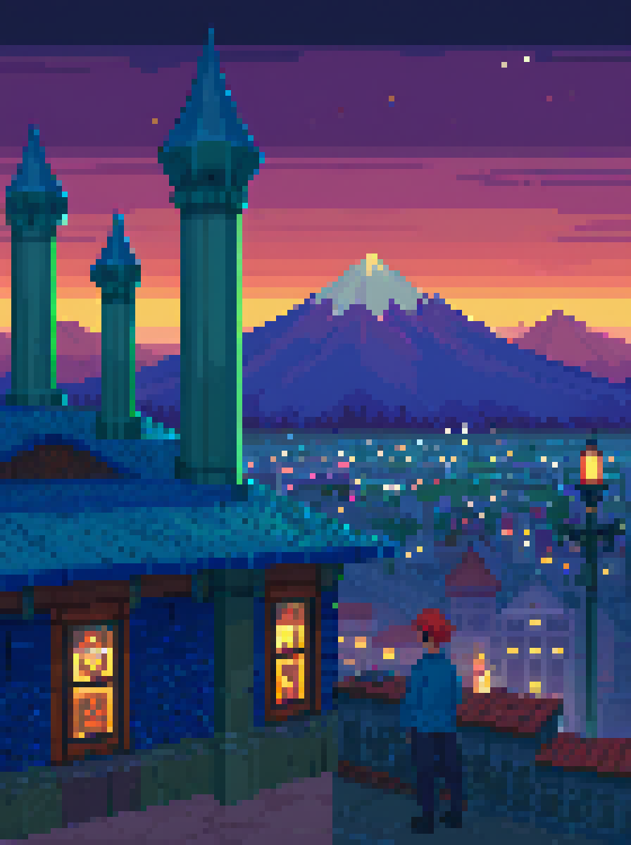 score_9, score_8_up, score_7_up, PDXL, <lora:HyperLightDrifterV1_Merged:1>, pixel art, hyperlight, hyper light drifter, 
{ floating islands, cherry trees, temple, glowing runes, dead giant creature, night, night sky|
forests, lake, mountains, detailed sun, reflections|
skyscraper, slightly overgrown, snow, night, night sky|
a walkway in the middle of cherry trees, japanese temple at the end|
city viewed from a top of a mountain, night, night sky}