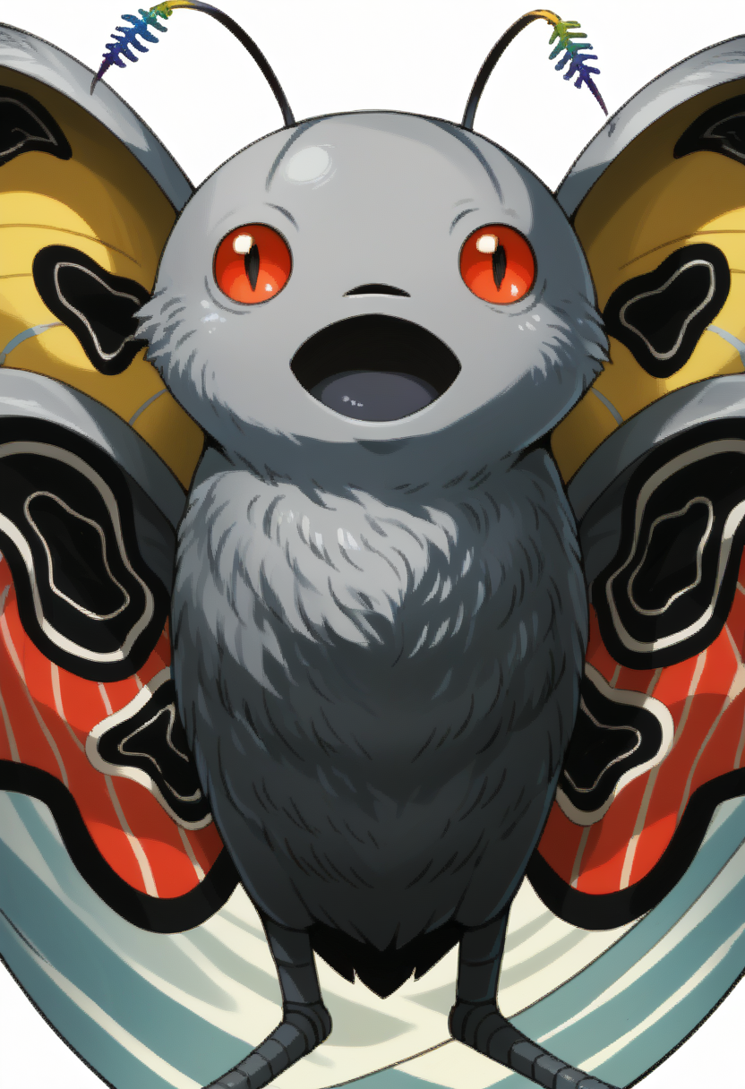 score_9, score_8_up, score_7_up, source_anime,
<lora:zs_SMTIVPortraitsXL_2:1> smtivportraits, portraits, white background
 <lora:Mothman-pdxl_Fp:1> mothman, pokemon \(creature\), red eyes, open mouth, antennae, grey skin, wings, no humans