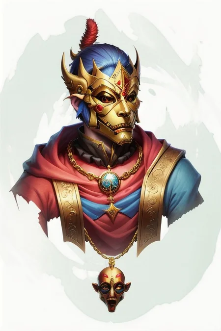 MagicItem_v1, solo, singular, headwear,Mask, Comedy mask, Tears decoration, golden metal, metal mask, jester theme,