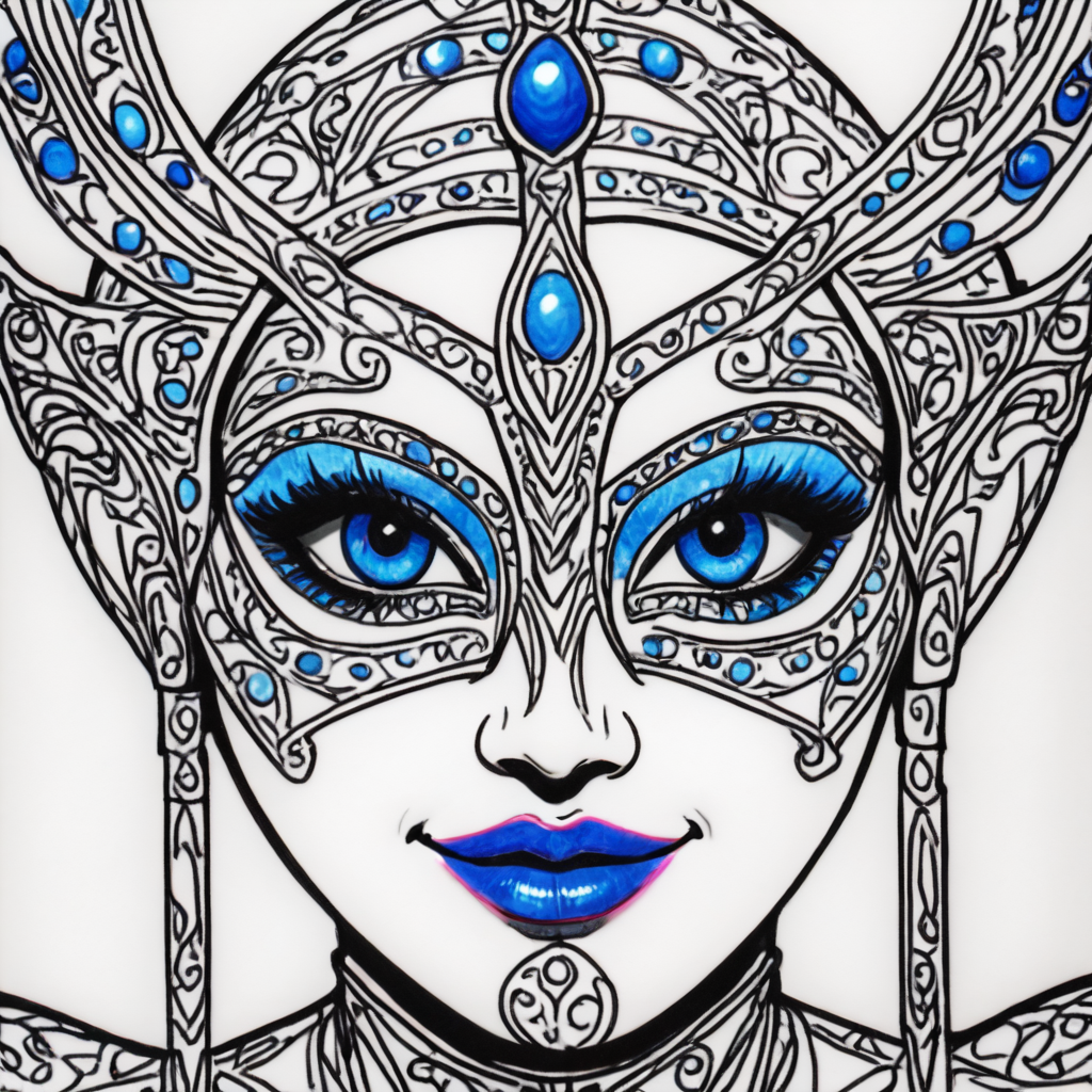 Score_9, score_8_up, score_7_up, score_6_up, BREAK  <lora:Moonlit_MinimalismPony:1> ArsMJStyle, Moonlit  Minimalism, The image shows a drawing of a woman's face with blue eyes on a white background. The face is sketched in detail with the eyes looking directly at the viewer and the lips slightly parted. The eyes are a deep blue color and the nose is a lighter shade of blue. The mouth is slightly open revealing a hint of a smile., blue eyes, makeup, lineart, eye focus, white background, simple background, 1girl, solo, spot color, lipstick