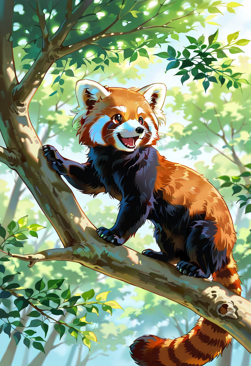 red panda, animal focus, no humans,
