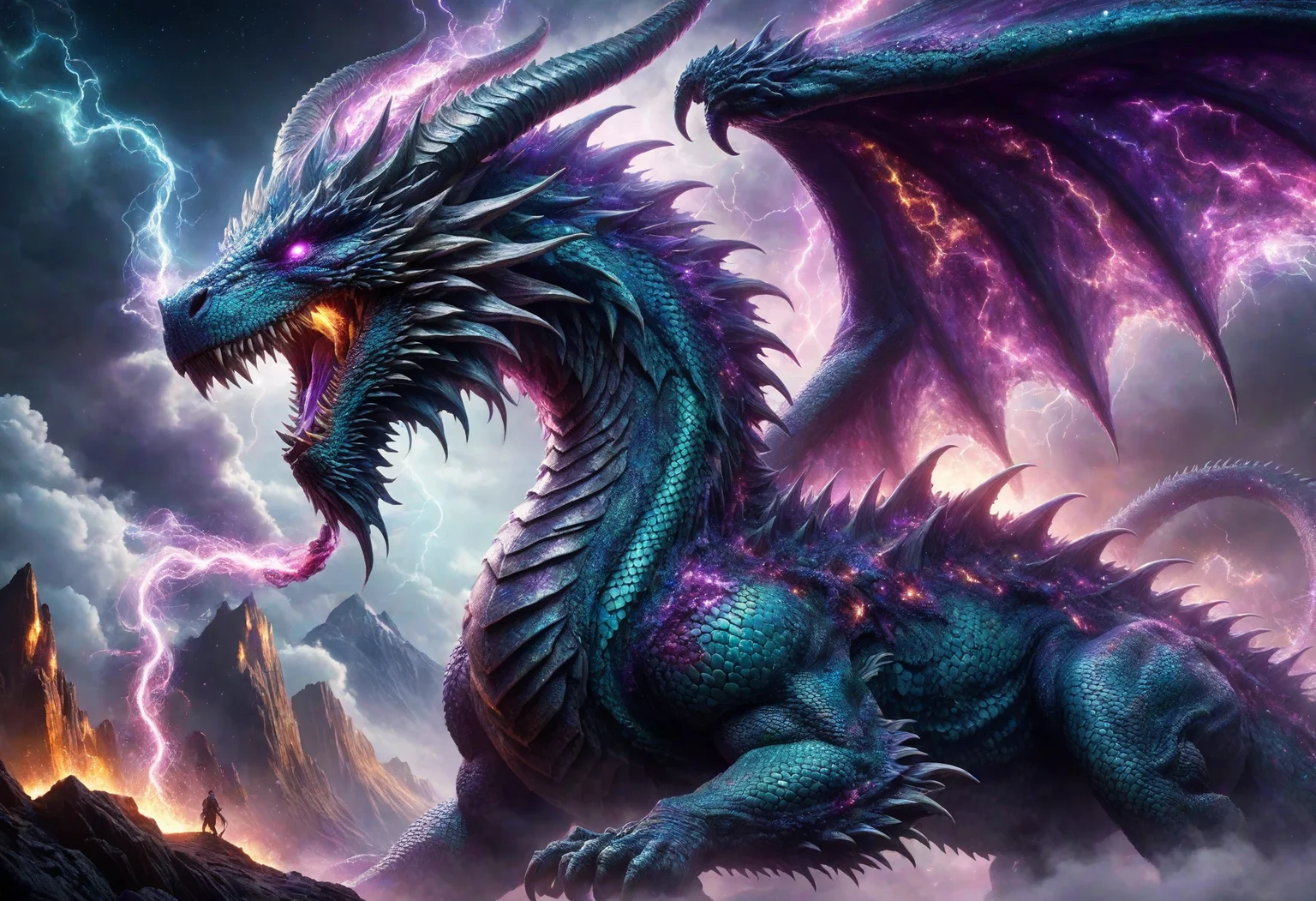 awesome quality, dynamic,DonMDr4g0nXL dragon from behind,a extraterrestrial polar arcane serpentine Mokele-Mbembe, crowned head, mutton chops , purple volcanic electricity <lora:DetailedEyes_V3:0.8>,<lora:myLora\DonMDr4g0nXL-v1.1rb>