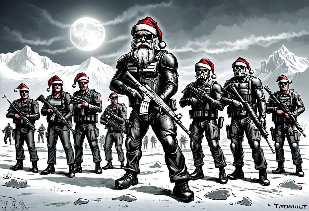terminator santa claus army art by llbreton