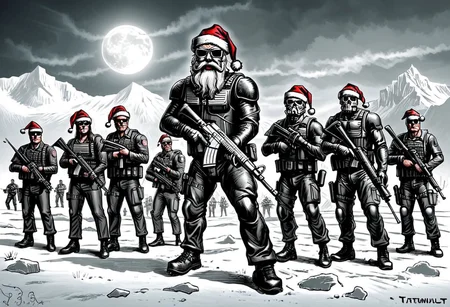 terminator santa claus army art by llbreton