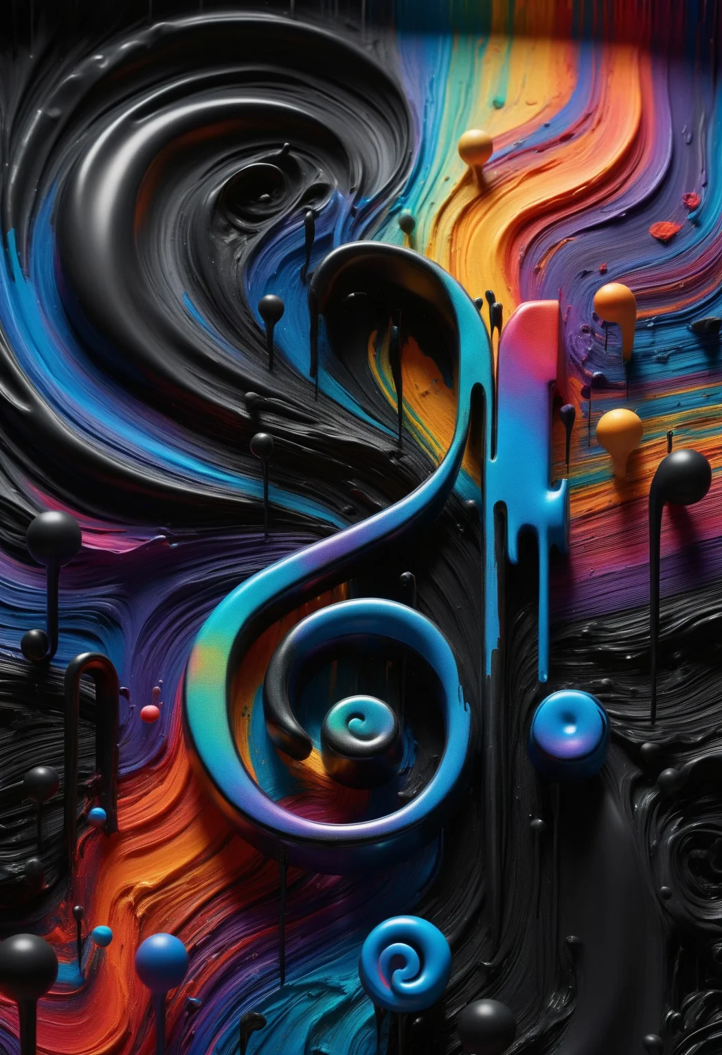 DonMP41n717Bl4ckXL electronic sound effects, alto clef,holographic sounds, fusion, vibrant colours, black paint <lora:DonMP41n717Bl4ckXL-000008:1>
