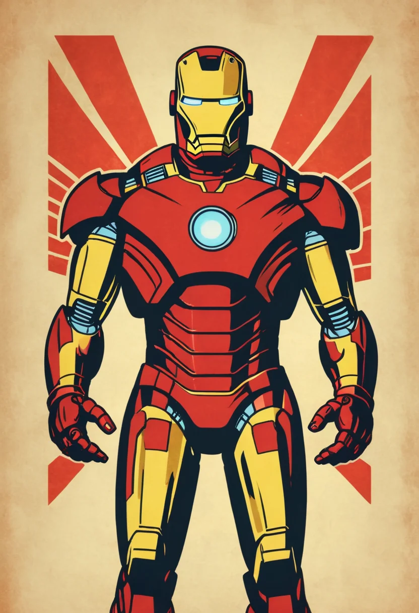 retro_tshirt, a retro ironman, flat,( square:1.1), <lora:retro_tshirt:1>