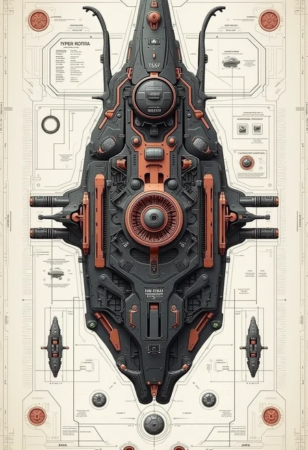 yfg-aarchy A diagram of symmetrical mechanical schematics of a bugs