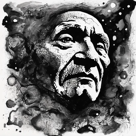 astrstica old man artist, surrealistic, black ink <lora:astrstica:1>