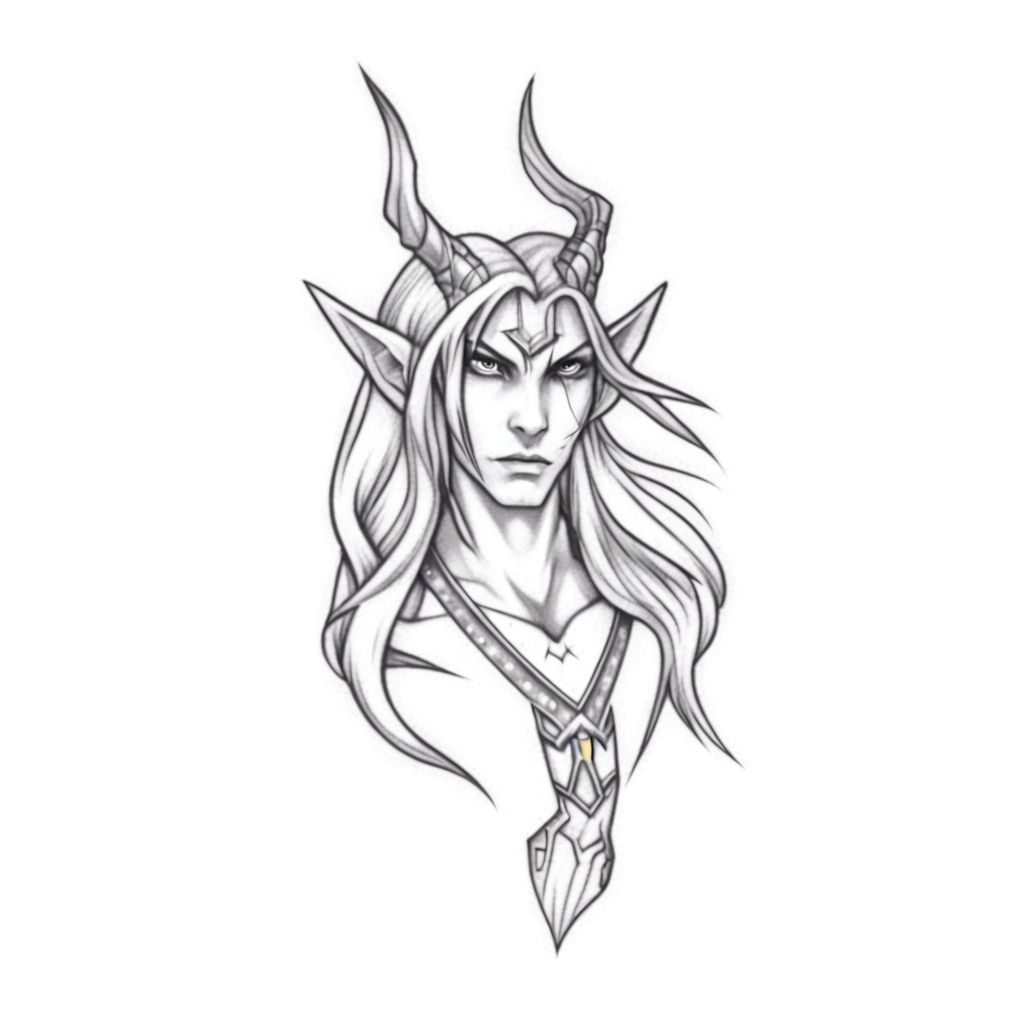 A male Night elf WoW  tattoo <lora:SDXL-tattoo-Lora:1>