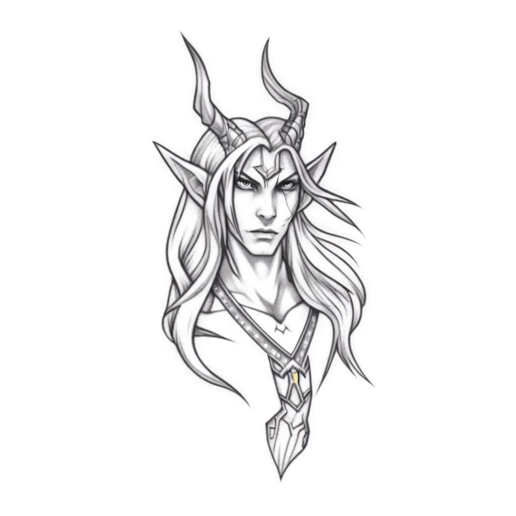 A male Night elf WoW tattoo <lora:SDXL-tattoo-Lora:1>