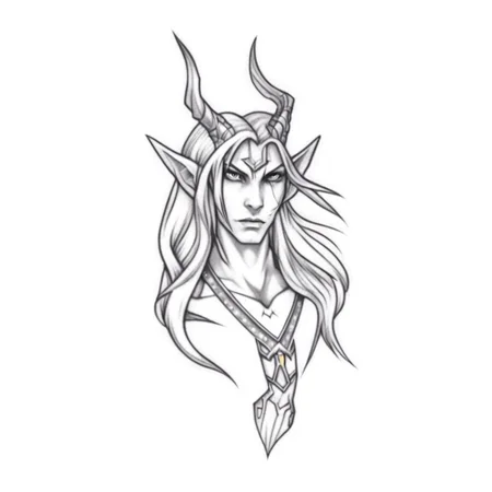 A male Night elf WoW tattoo <lora:SDXL-tattoo-Lora:1>