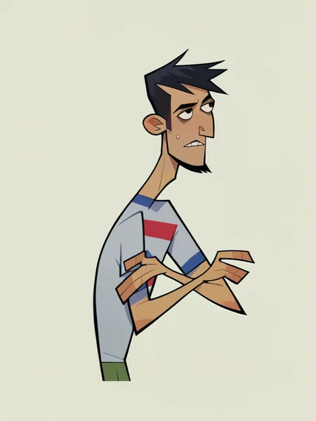 score_9, score_8_up, score_7_up, score_6_up, score_5_up, <lora:clonehighXLP:1> clone high, 1boy, black hair, solo