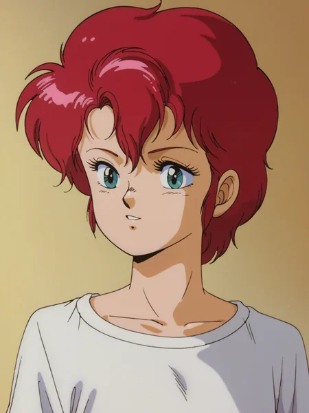 <lora:carrie_(riding_bean):0.9> rbcarrie, red hair, m4 carbine
score_7_up, solo, 1980s /(Style/)