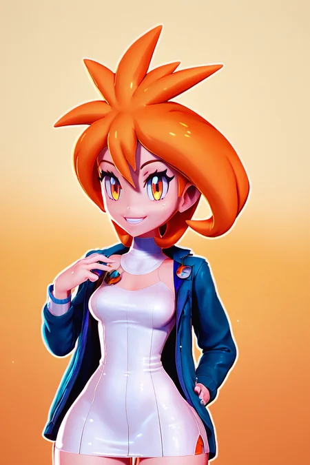score_9, score_8_up, score_8, medium breasts, (curvy), cute, eyelashes, BREAK, , zzBrigette, short hair, orange hair, orange eyes, white sweater dress, turtleneck, blue jacket, <lora:Brigette_Pokemon_PDXL:0.7>, , BREAK, smile, looking at viewer, cowboy shot, embedding:zPDXL, Expressiveh, <lora:Zy0n7_PDXL:1.0>, <lora:SDXLFaeTastic2400:0.5>, <lora:Expressive_H-000001:0.4>,