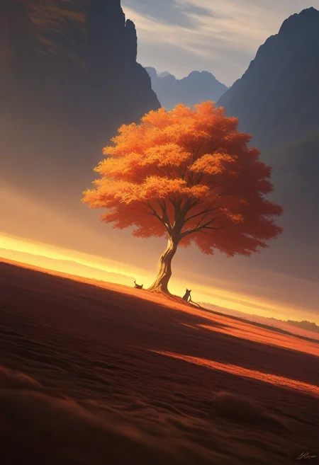 (CAT),landscape scene with a shallow depth of field, focusing on a single tree in the foreground,high quality,best quality, amazing quality,
absurdres, very aesthetic, newest, HDR, high detail RAW color art,
intricate details, hyper aesthetic, incredibly absurdres, highres