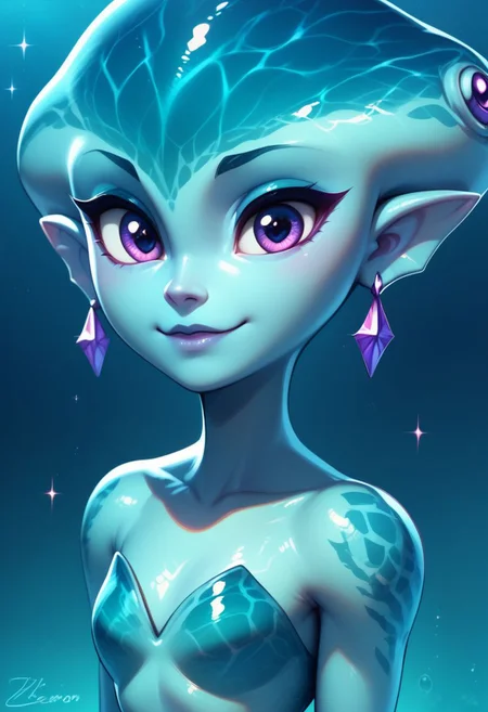 score_9, score_8_up, score_8, 
princess ruto,
underwater, sparkles, bubbles, blue theme, 
solo, upper body, looking at viewer,