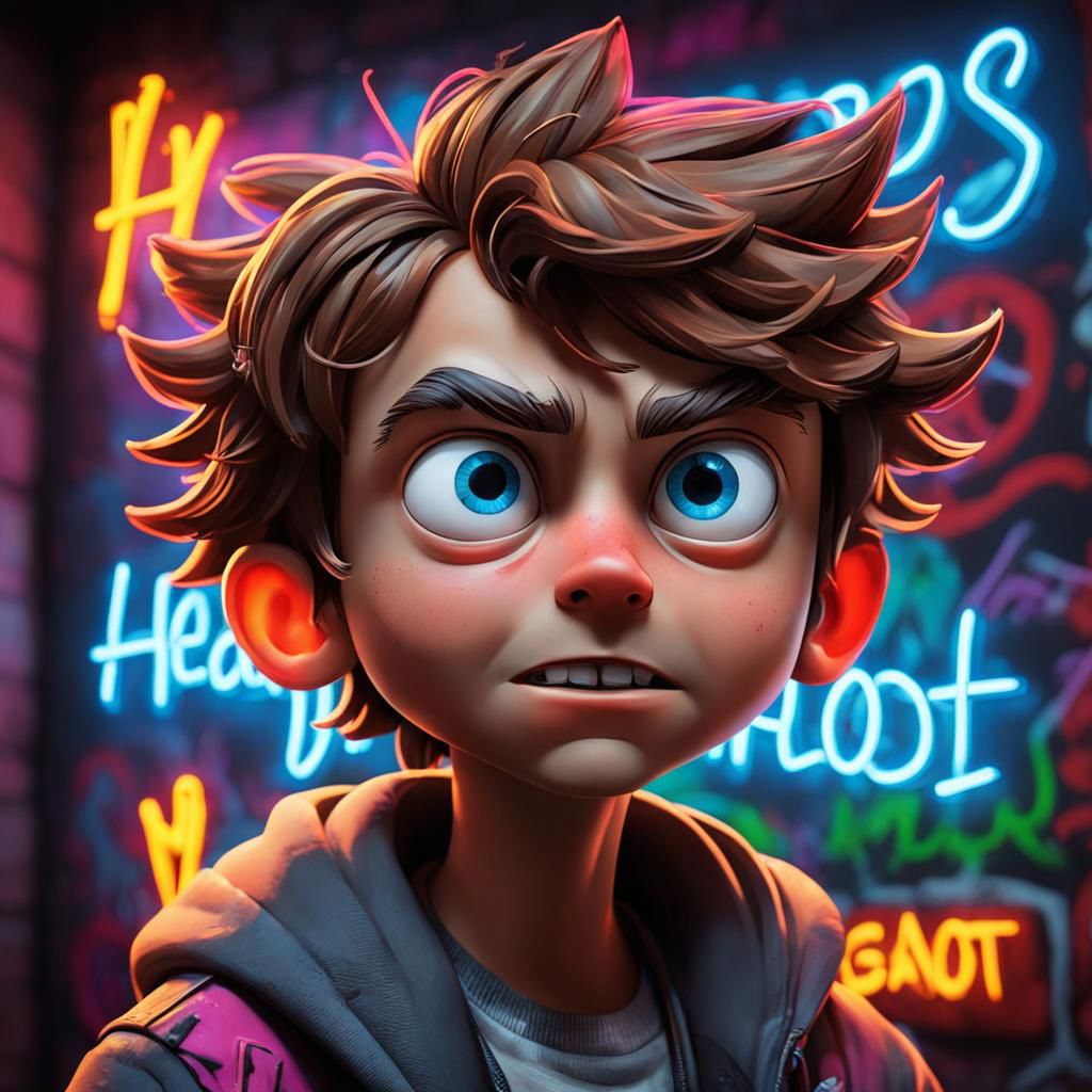 pc gamer boy , graffiti neon images of a neon lit sign with the text 'HeadshoT'