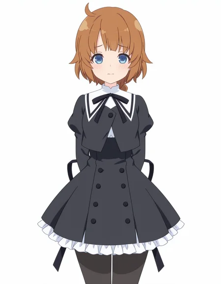 masterpiece, best quality, high quality, 1girl, solo, futagawa fumi, assault lily, <lora:iAssaultLily:0.85>, school uniform, black pantyhose, standing, cowboy shot, arms behind back, looking at viewer, shy, simple background, white background,
anime screenshot, anime coloring, flat color, masterpiece, best quality, very aesthetic, aesthetic, absurdres, highres, detailed, beautiful color, amazing quality, sensitive