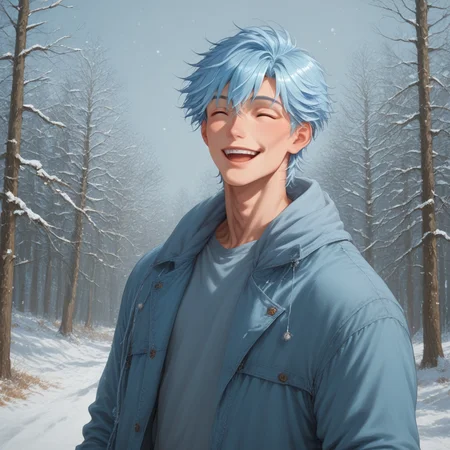 1boy, solo, soren_winterborne, casual clothes, happy