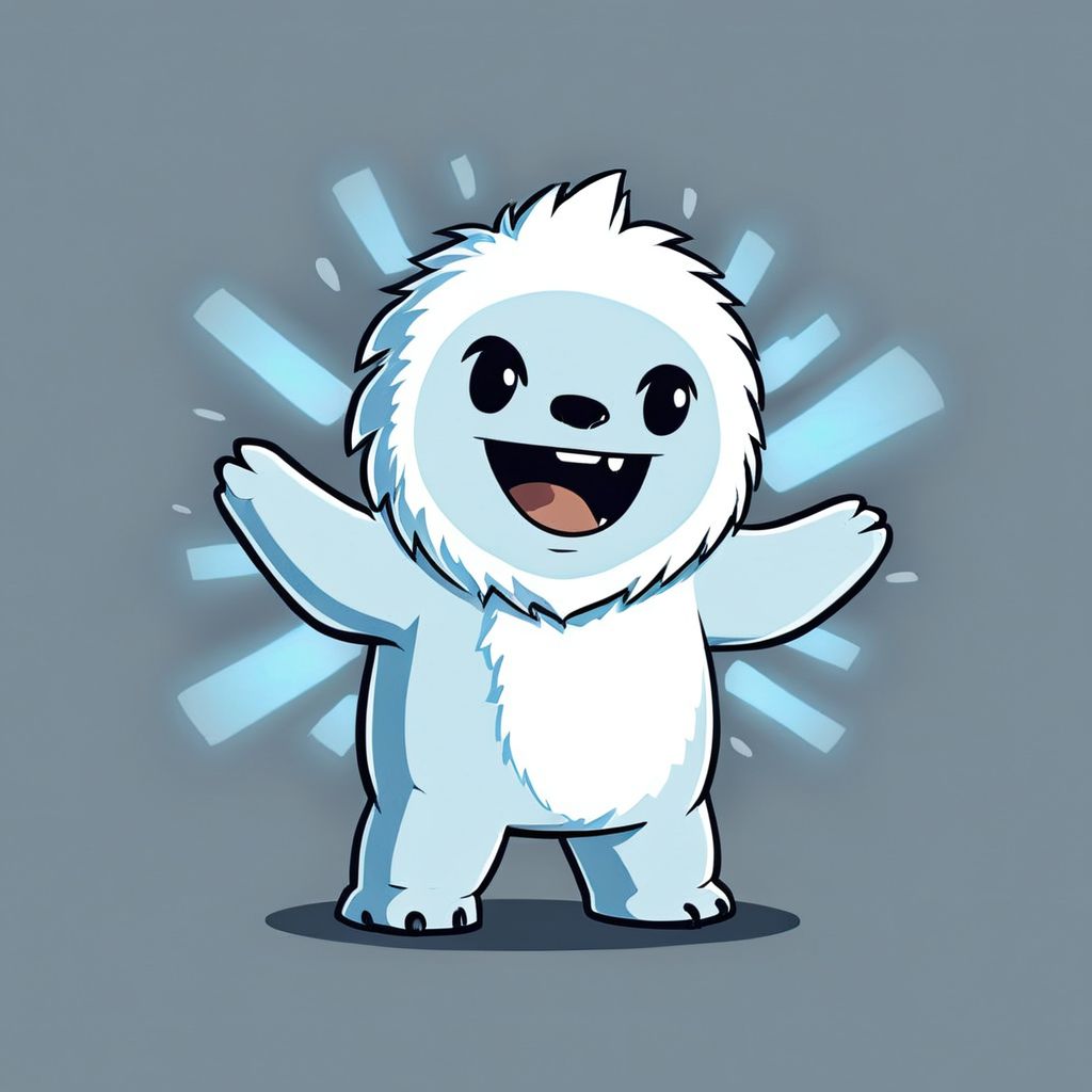 cartoon of Yeti/Abominable Snowman  in (ctswx:1.2) style, cute, chibi, joyous expression,  candid pose, glowing ethereal background, rim lighting,      <lora:Cute_Tshirt_Style_XL_v5.1-000017:1>