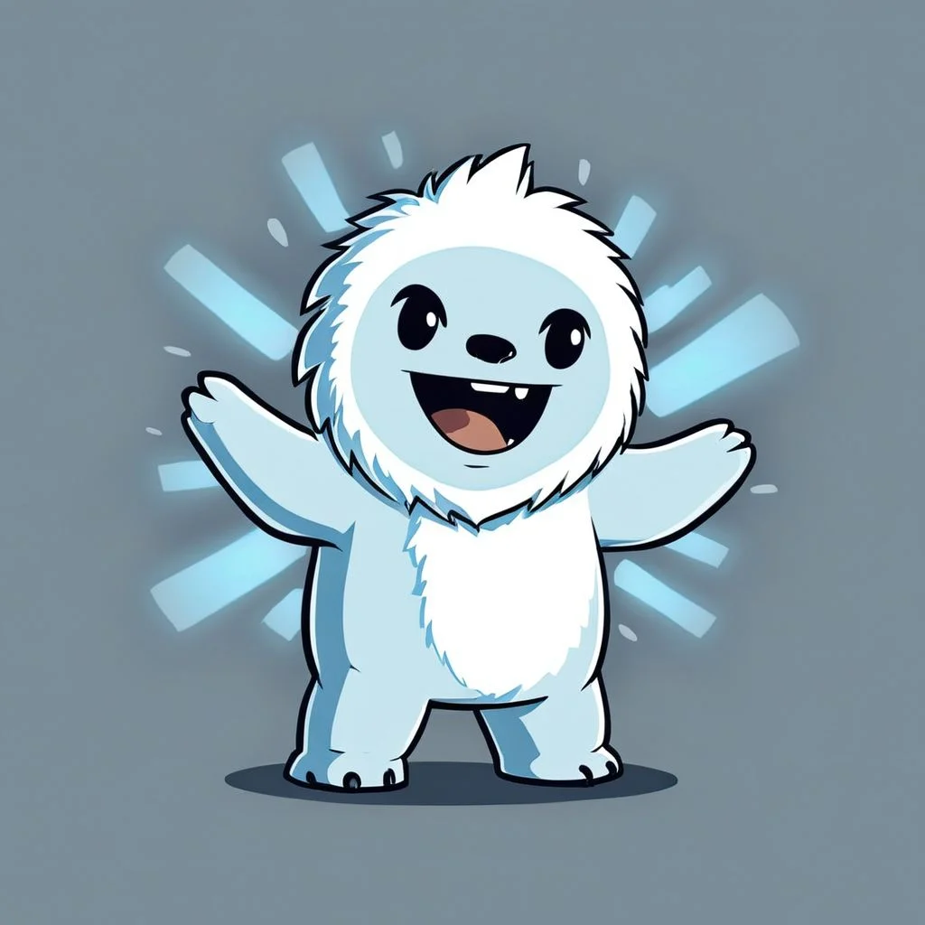 cartoon of Yeti/Abominable Snowman  in (ctswx:1.2) style, cute, chibi, joyous expression,  candid pose, glowing ethereal background, rim lighting,      <lora:Cute_Tshirt_Style_XL_v5.1-000017:1>