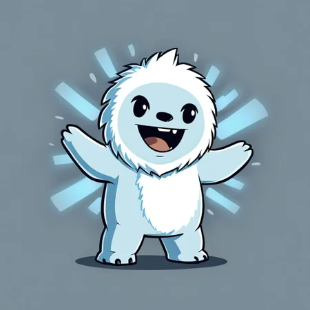 cartoon of Yeti/Abominable Snowman in (ctswx:1.2) style, cute, chibi, joyous expression, candid pose, glowing ethereal background, rim lighting, <lora:Cute_Tshirt_Style_XL_v5.1-000017:1>