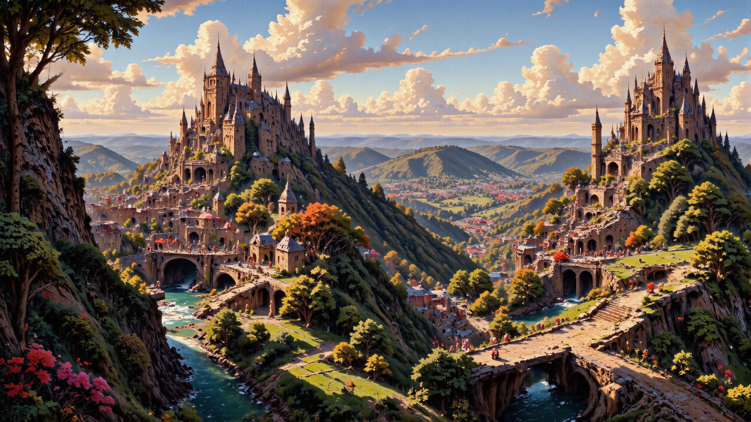 (fantasy city),  beautiful (Slovenian) fantasy landscape,  golden hour, woman, intricate, very detailed, sharp, colorful, <lora:Hand v2:1> <lora:Anti-Blur:1> <lora:Insane Detail Slider:0.5>   <lora:Flux.1_Turbo_Detailer:0.6> <lora:flux-photo-transparent_Alpha_1.0:0.8> <lora:flux.1_lora_flyway_Epic-detail_v2:0.6> <lora:Painterly01b_CE_FLUX_AIT:0.8> pntrlyCE_style, <lora:VividlySurreal:0.8>, <lora:FluxMythP0rtr4itStyle:0.8> mythp0rt, <lora:FluxDFaeTasticDetails:0.8>