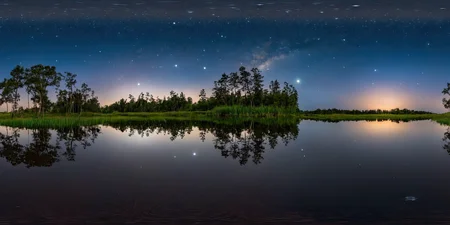 360panorama,Centered Horizon,No seams,<lora:HMSGXL_epoch_9:1>,A Sun,<lora:å
å½±XL:1>,(masterpiece),(best quality),(ultra-detailed),outdoors,sky,cloud,water,tree,no humans,night,star \(sky\),nature,night sky,scenery,forest,starry sky,reflection,ripples,reflective water,illustration,disheveled hair,detailed eyes,perfect composition,moist skin,intricate details,earrings,by wlop,outdoors,sky,cloud,water,tree,no humans,night,star \(sky\),nature,night sky,scenery,forest,starry sky,reflection,ripples,reflective water,exalted,light translucent,glowing,strong colors,detailed,intricate,fine detail,cinematic,very,focused,magical,colorful,mystical,illuminated,sharp focus,