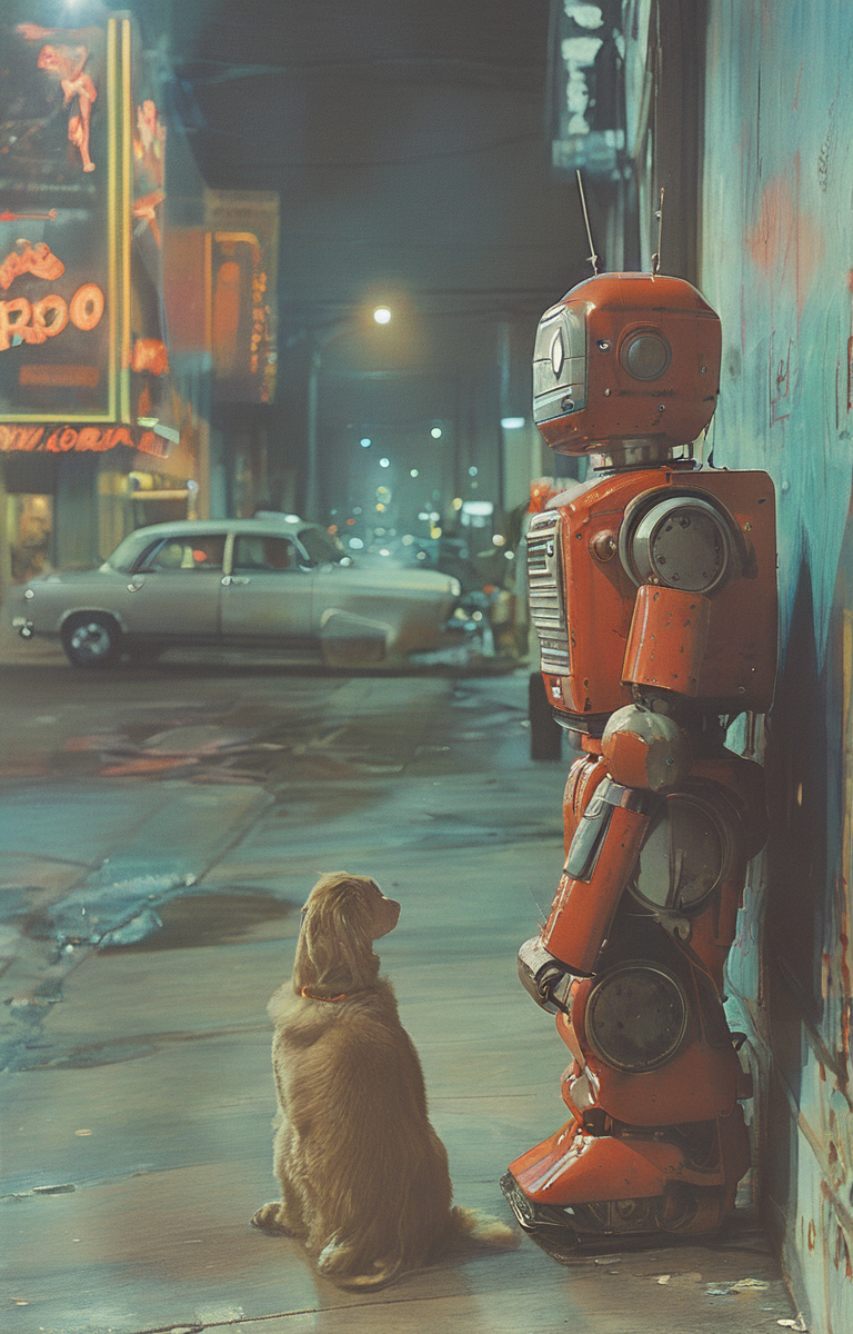 masterpiece,best quality,<lora:tbh156-sdxl:1>,illustration,style of  Philip Lorca diCorcia, portrait of robot