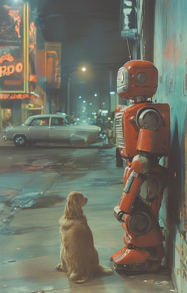 masterpiece,best quality,<lora:tbh156-sdxl:1>,illustration,style of  Philip Lorca diCorcia, portrait of robot