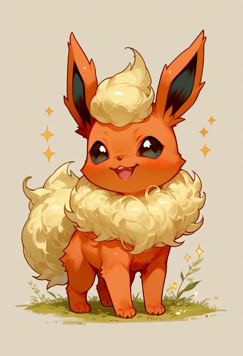 score_9, score_8_up, score_7_up, source_anime, solo, Flareon, happy, (Feral Flareon, chibi body:1.3), simple background, (detailed image, high resolution, 5k resolution:1.0), (chibi art style:1.1)