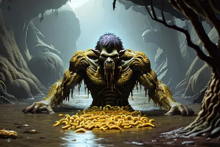 rpgtroll, macaroni, cheese, partially submerged