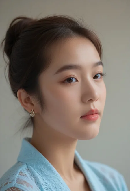 score_9, score_8_up, score_7_up, ladyburns, sideburns, 1girl, solo, jewelry, earrings, blurry, brown hair, asian,