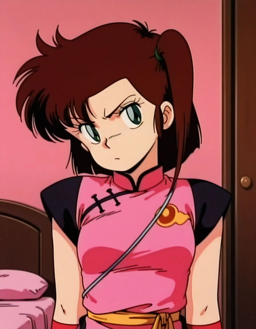 masterpiece, best quality, uncensored, arms at sides, (head tilt), upper body, angry, solo, bedroom,
<lora:Yan0:1>, Yan0, 1girl, short hair, brown hair, green eyes, pink china dress,looking back, 1980s \(style\),
