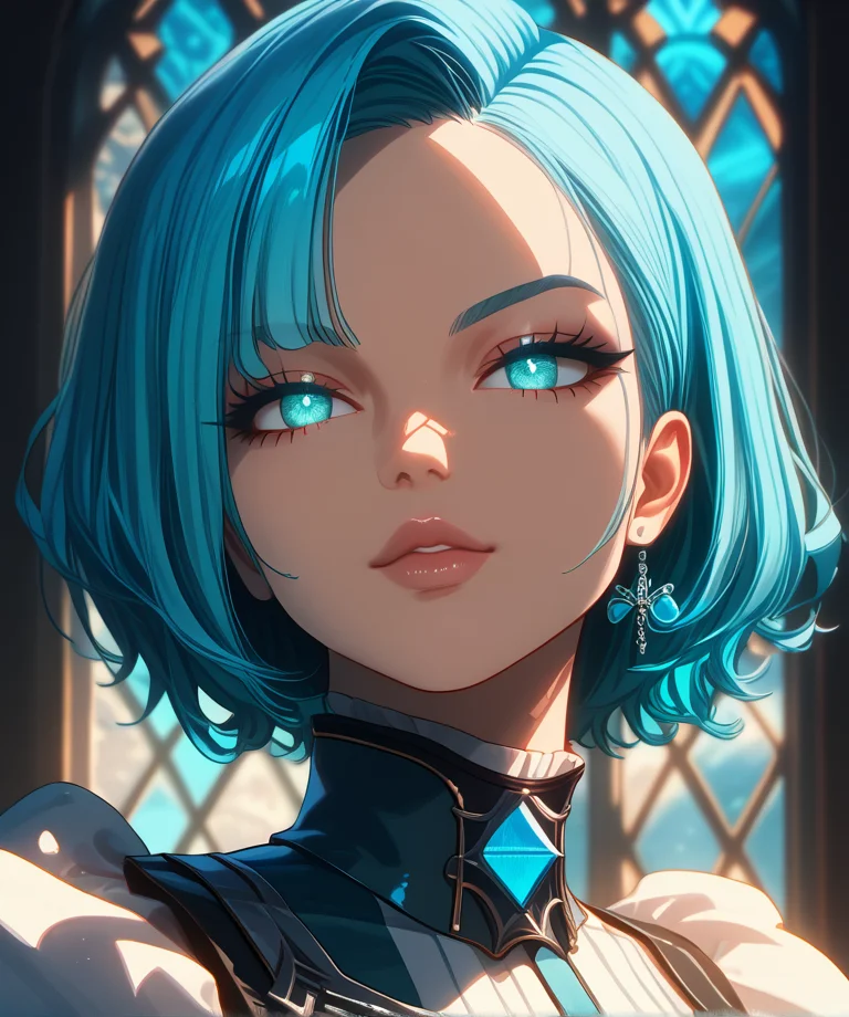 score_9, score_8_up, score_7_up, woman's profile picture, clean cut short aquamarine hair, detailed dark pupils, close-up, mouth closed, beautiful facial features, seductive, subtle lighting, perfect image composition, <lora:GLSHS:0.9>