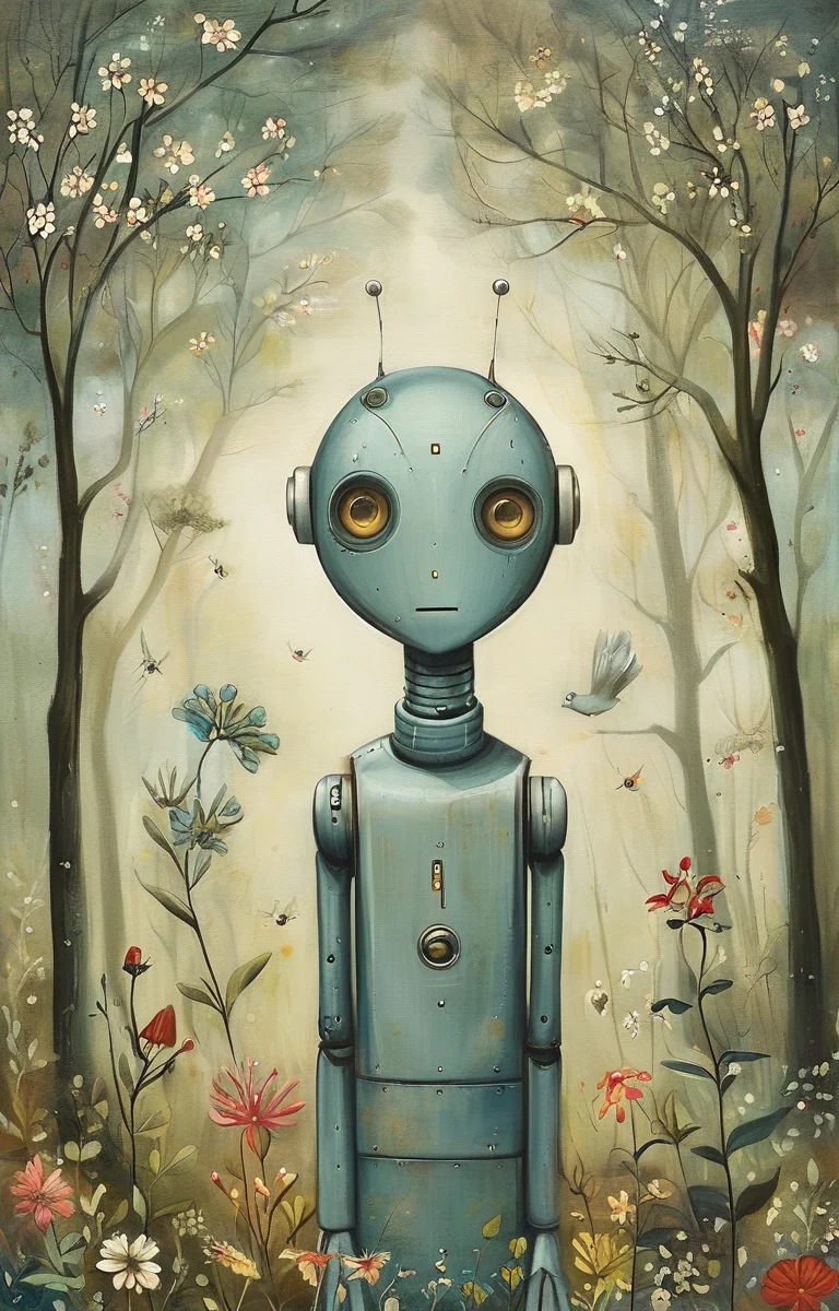 masterpiece,best quality,<lora:tbh148-sdxl:1>,illustration,style of Amanda Clark, portrait of robot