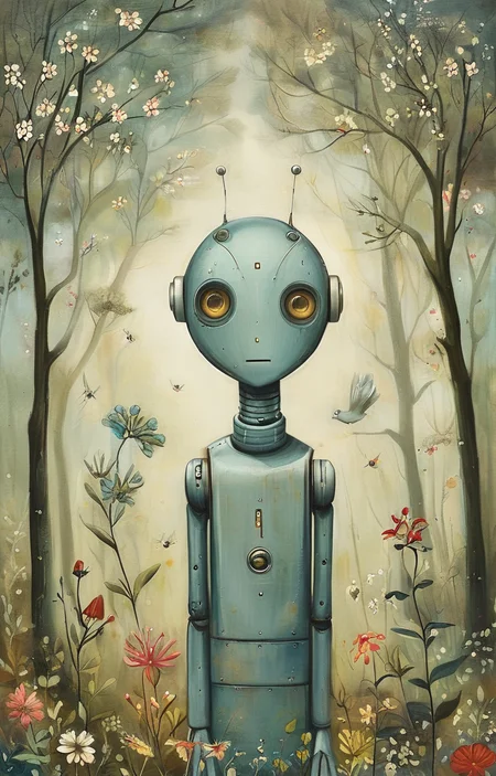masterpiece,best quality,<lora:tbh148-sdxl:1>,illustration,style of Amanda Clark, portrait of robot