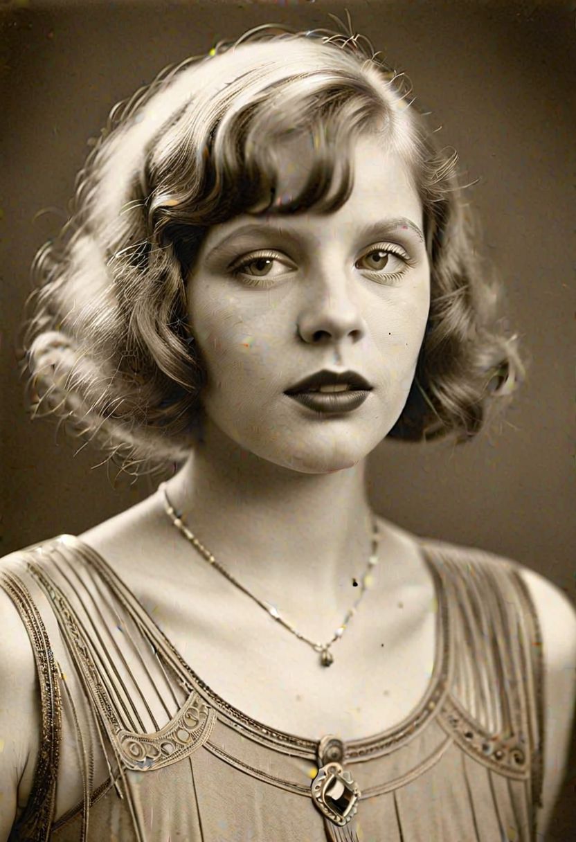 Vintage photo in 1920s of a young woman